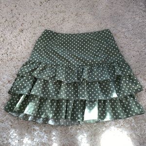 Green Polka dot ruffle skirt